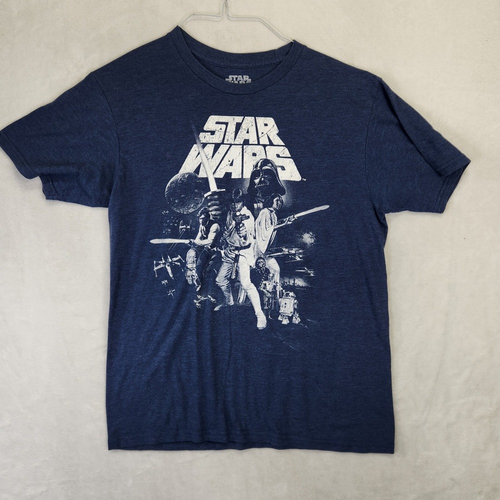 Mad Engine Star Wars Mens Graphic T-Shirt Navy Blue Heather Movie‎ Poster MD